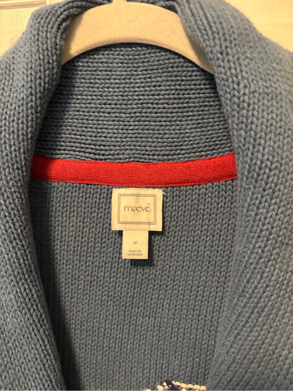 Maeve Anthropologie Lawson shawl flag blue collegiate cardigan sweater m medium - Picture 5 of 7